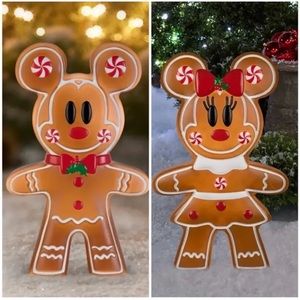 24” Mickey & Minnie Gingerbread lighted blow mold set Disney new Christmas led